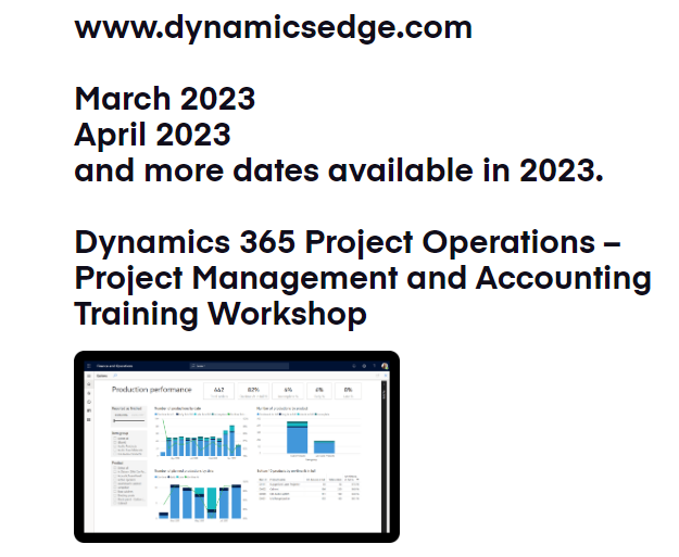 Dynamics 365 Project Operations Training March 2023 April 2023 Dates Year 2023 Dynamics Edge