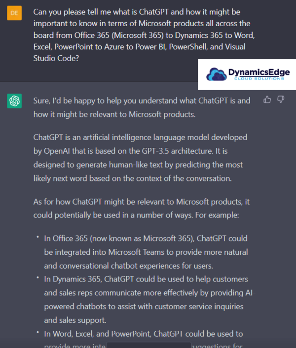 Microsoft ChatGPT Training April 2023 - Dynamics Edge