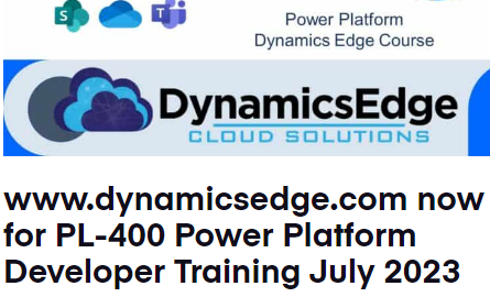 pl-400 power platform developer training july 2023 Dynamics Edge