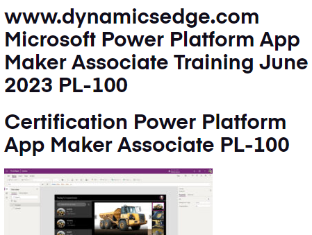 Power Platform App Maker Associate Training June 2023 PL-100 Dynamics Edge