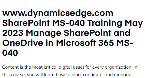 sharepoint ms-040 training may 2023 Dynamics Edge