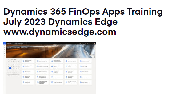 Dynamics 365 FinOps Apps Training July 2023 Dynamics Edge