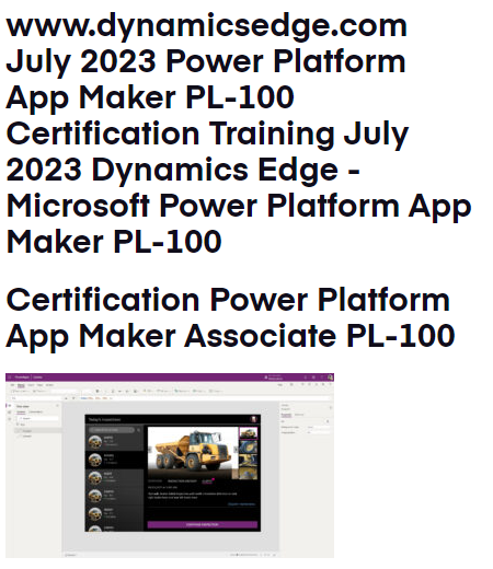 Power Platform App Maker PL-100 Certification Training November 2024