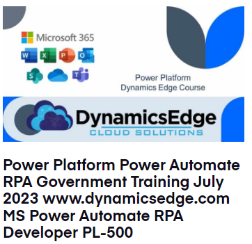 Power Platform Power Automate RPA Government Training November 2024 Dynamics Edge