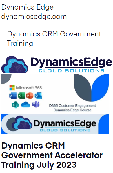 Dynamics CRM Government Accelerator Training July 2023