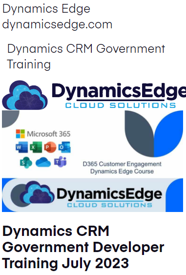 Dynamics CRM Government Developer Training July 2023