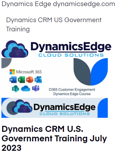 Dynamics CRM US Government Training July 2023