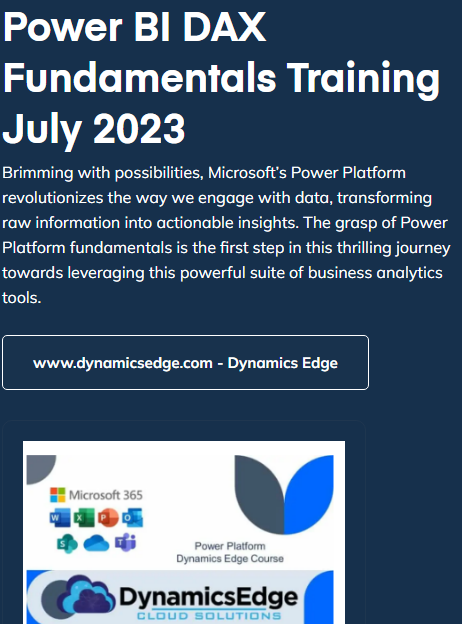PBI DAX Fundamentals Training July 2023 Dynamics Edge