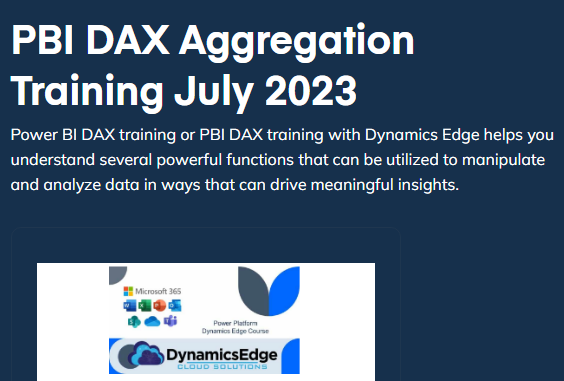 PBI DAX Training July 2023 Power BI Dynamics Edge