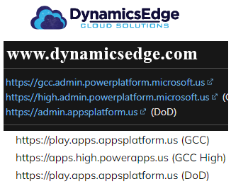 Power Apps US Government service URLs
