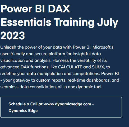 Power BI DAX Essentials Training July 2023 Dynamics Edge