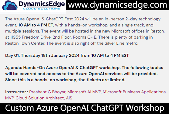 Custom Azure OpenAI ChatGPT Training Workshops Dynamics Edge