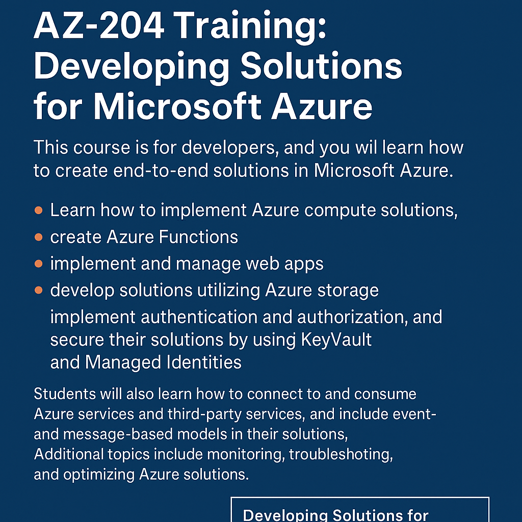 Azure Developer AZ-204 Training Solutions Dynamics Edge