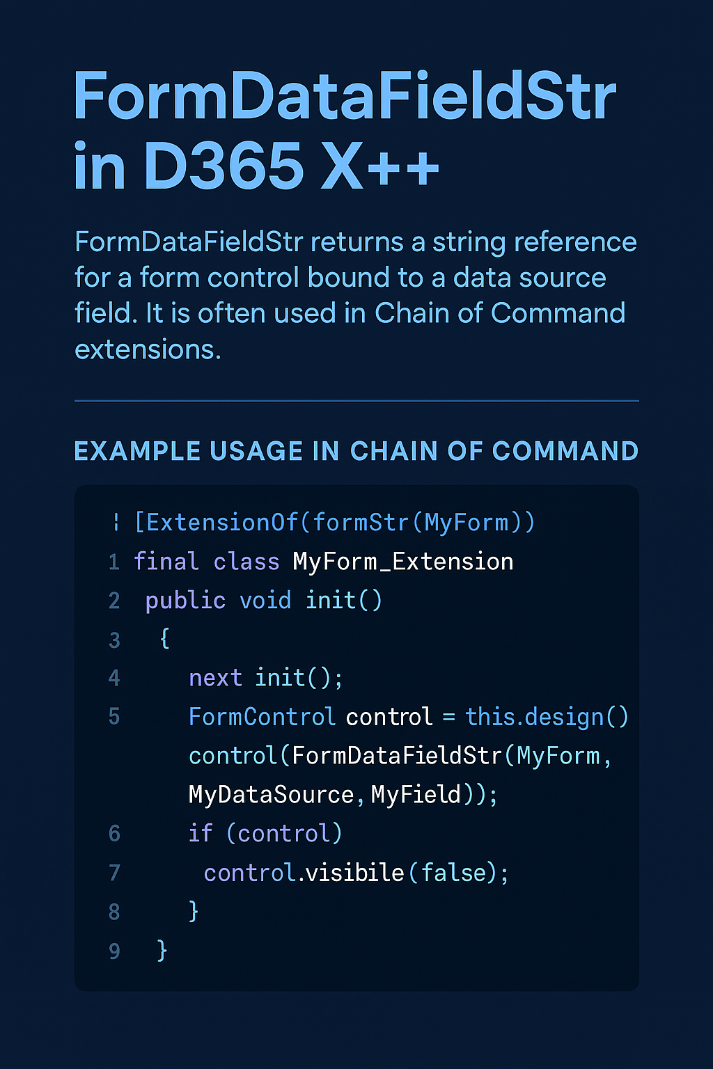 X++ FormDataFieldStr D365 FinOps Dynamics Edge