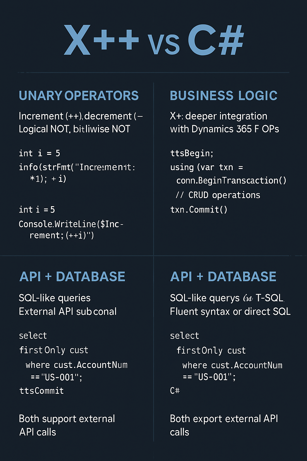 X++ vs C# Comparison July 2025 Dynamics Edge